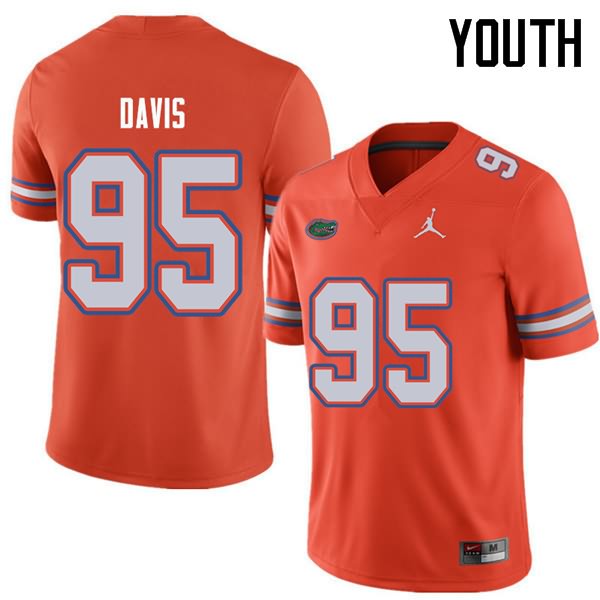 Youth NCAA Florida Gators Keivonnis Davis #95 Stitched Authentic Jordan Brand Orange College Football Jersey BAF1465HJ